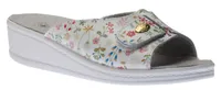 White Floral Slide Wedge Sandal