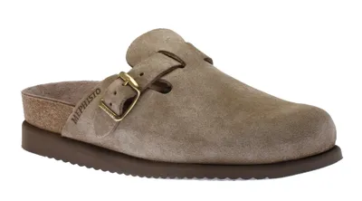 Halina Warm Grey Suede Leather Clog