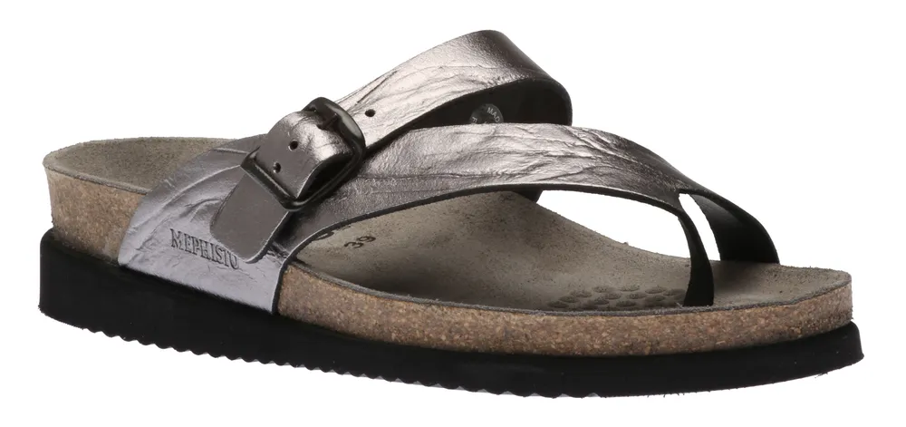 Helen Metallic Grey Thong Sandal
