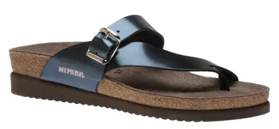 Helen Blue Metallic Leather Thong Sandal