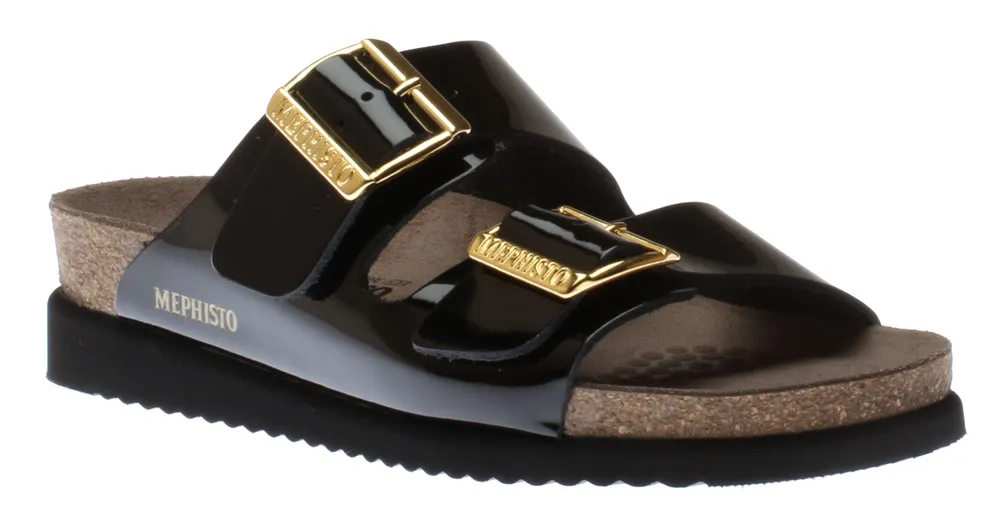 Hester Patent Gold Buckle Slide Sandal