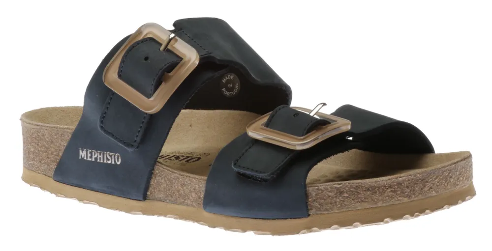 Madison Navy Leather Slide Sandal