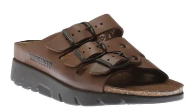 Zach Unisex Brown Scratch Leather Slide Sandal