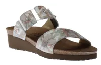 Ashley White Floral Leather Slide Sandal