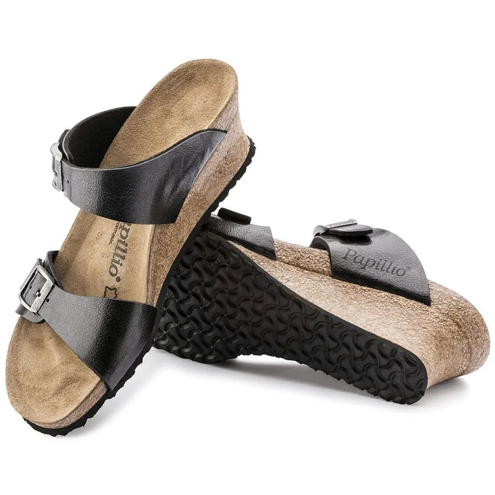 Dorothy Black Birko-Flor Slide Wedge Sandal
