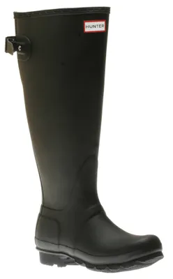 Women's Black Tall Back Adjustable Rain Boots