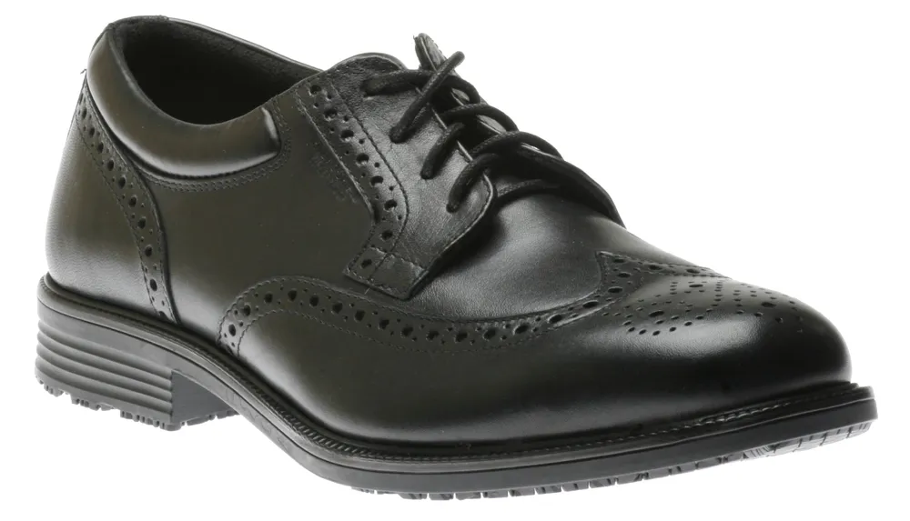 Essential Details Black Leather Waterproof Wingtip Oxford Dress Shoe