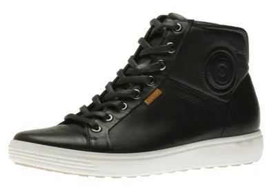 Women's Soft 7 Black Leather Lace-Up High Top Sneaker