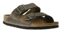 Arizona Soft Footbed Iron Grey Oiled Leather Slide Sandal