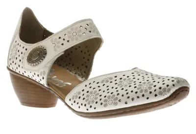 Massa White Perforated Floral Mary Jane Sandal