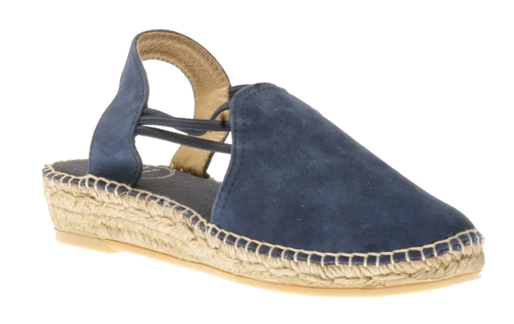 Nuria Navy Suede Slip-On Espadrille Flat Sandal