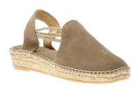 Nuria Taupe Suede Slip-On Espadrille Flat Sandal