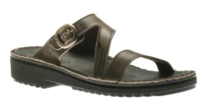 Geneva Vintage Grey Leather Slide Sandal