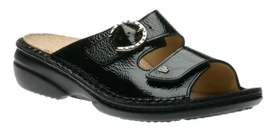Mumbai Black Patent Leather Slide Sandal