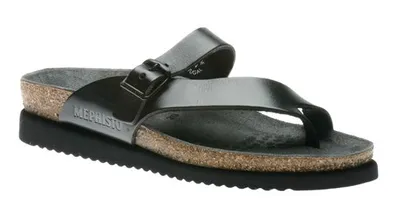 Helen Black Leather Thong Sandal