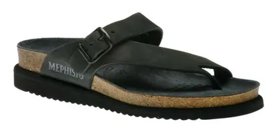 Helen Black Nubuck Leather Thong Sandal