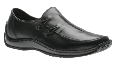 Lugano Black Leather Elastic Slip-On Shoe