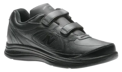 MW577VK Black Leather Velcro Walking Shoe