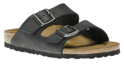 Arizona Black Oiled Leather Slide Sandal