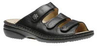 Menorca Black Leather Slide Sandal