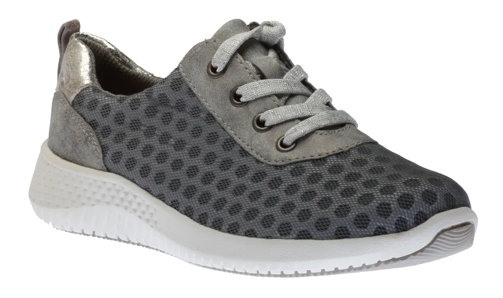 R4048 Light Blue Polka Dot Lace-Up Walking Shoe