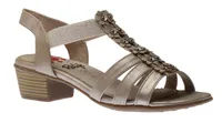 R4017 Beige Metallic Embellished Strappy Heeled Sandal