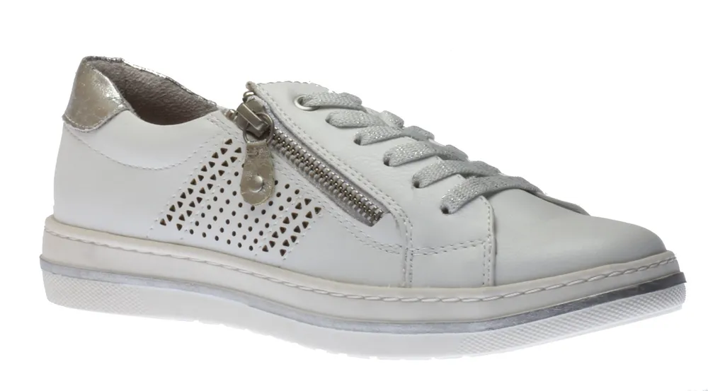 R4042 White Silver Lace-Up Sneaker