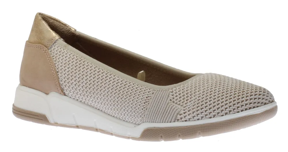 Women's Beige Knit Slip-On Ballet Flat