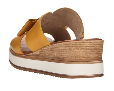 Odeon Yellow Cutout Leather Slide Wedge Sandal