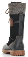 Castor Black Leather Knit Boot