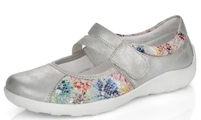 Orion Silver Multi-Coloured Mary Jane Flat