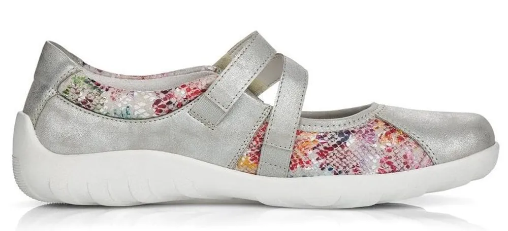 Orion Silver Multi-Coloured Mary Jane Flat