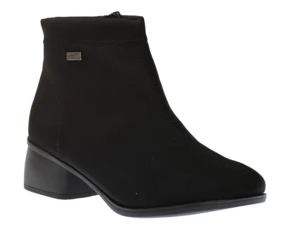 Stretch Black Zipper Water-Resistant Ankle Boot