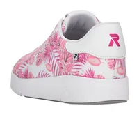 Leinen White Tropical Pink Palm Lace-Up Sneaker