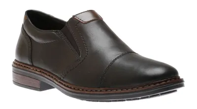 Lugano Black Leather Cap Toe Slip-On Dress Shoe