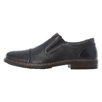 Lugano Black Leather Cap Toe Slip-On Dress Shoe