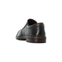 Lugano Black Leather Cap Toe Slip-On Dress Shoe