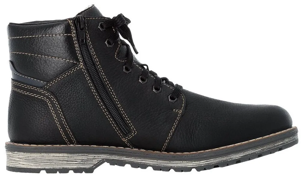 Lace-up Zipper Leather Boot