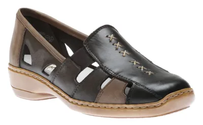 Newark Black / Brown Leather Cutout Slip-On Loafer