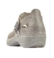 Ravenna Beige Grey Perforated Cutout Mary Jane Shoe