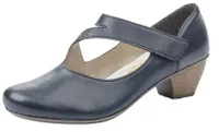 Lugano Dark Blue Leather Mary Jane Heel