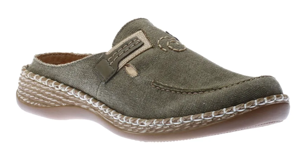 Leinen Green Slip-On Mule