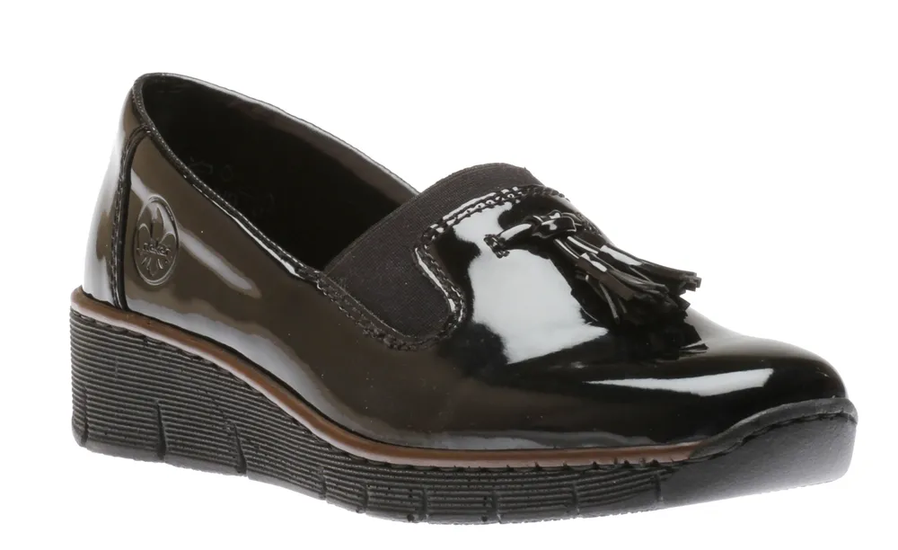 Softlack Black Patent Tassel Slip-On Loafer