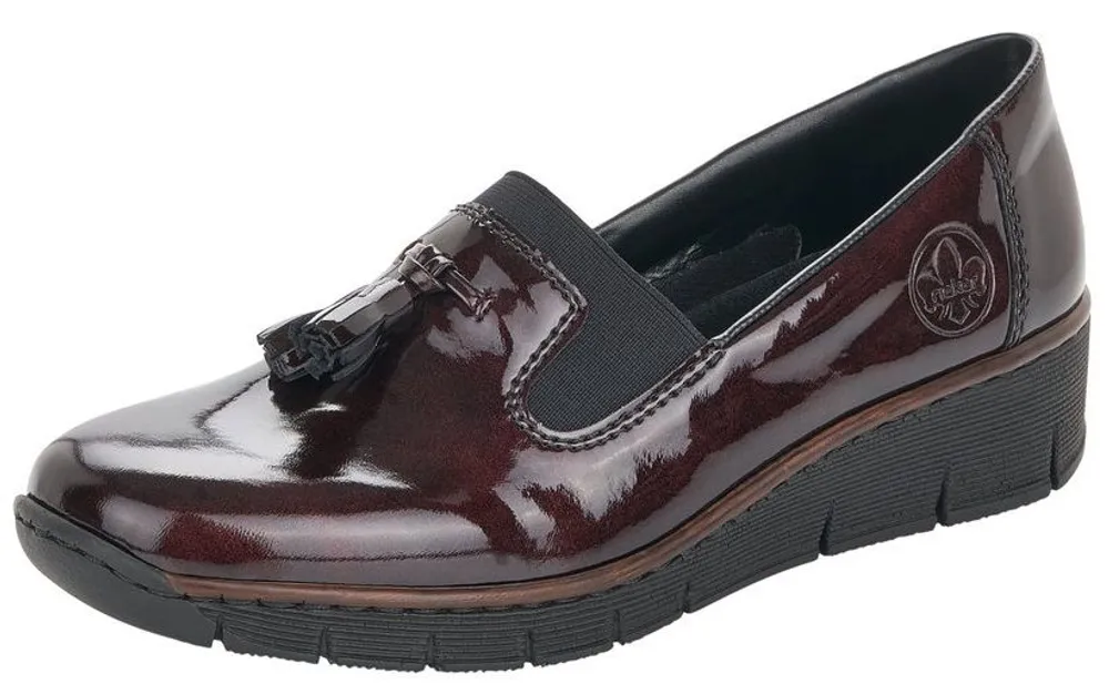 Foggialack Wine Patent Tassel Wedge Loafer