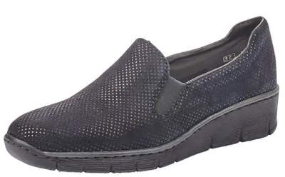 Pisa Navy Silver Polka Dot Slip-On Wedge Loafer