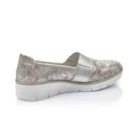 Moon Pink Silver Slip-On Wedge Loafer