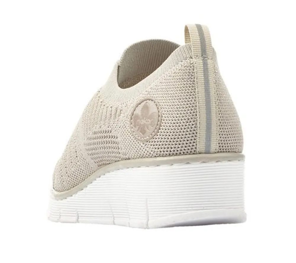 Knitup83 Beige Knit Slip-On Bungee Wedge Sneaker