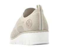 Knitup83 Beige Knit Slip-On Bungee Wedge Sneaker