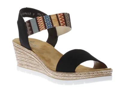 Namur Blue Print Wedge Sandal