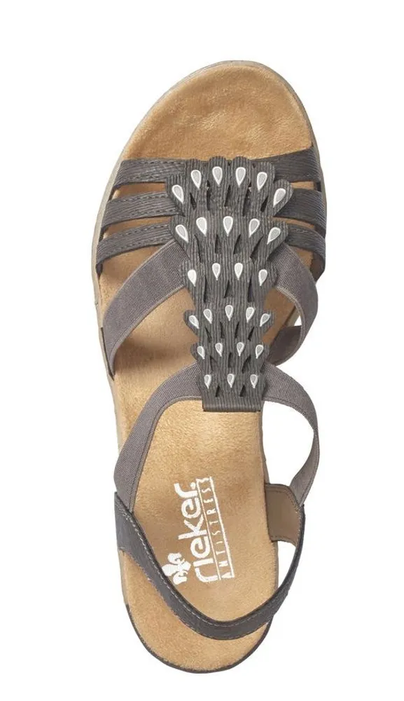 Ripple Grey Tear Drop Applique Wedge Sandal